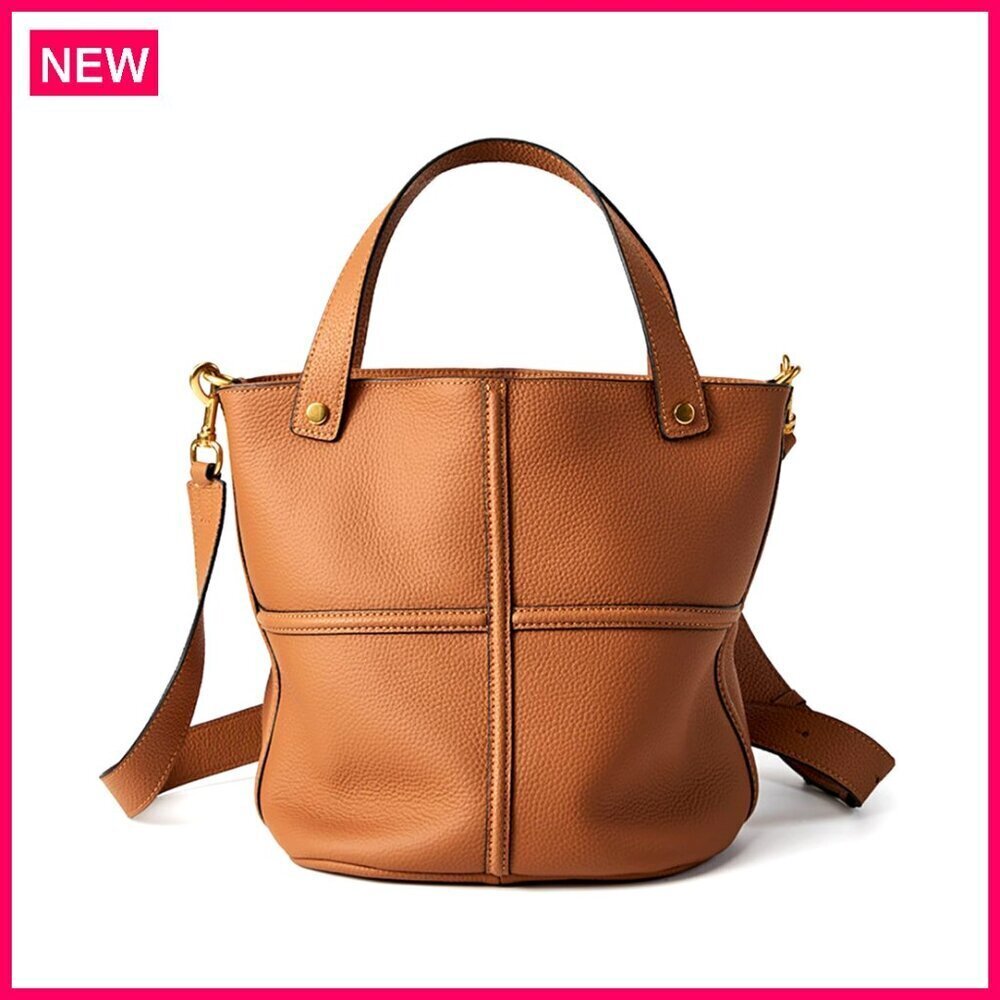 Leather Bucket Bag Crossbody Purse Adjustable Strap Top Handle Women's Handbag